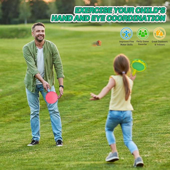 Paddle Ball & Toss Game Set for Kids – 4 Paddles & Balls – Outdoor Toy for Ages 6–12