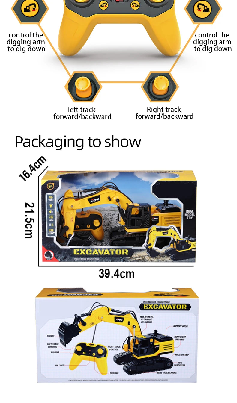 ZMX Engineering Excavator Toy with Remote Control