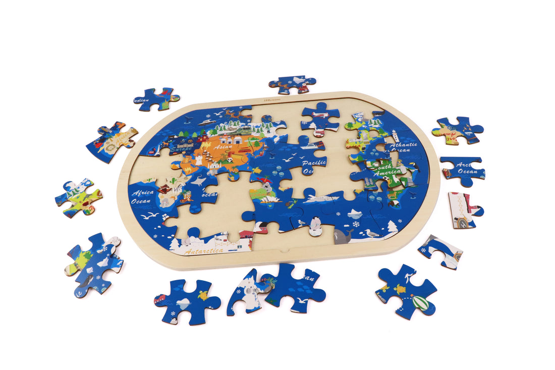 Leo & Friends World Tour Kid’s Jigsaw Puzzle – 48-Piece Wooden Educational Puzzle for Kids 3–6
