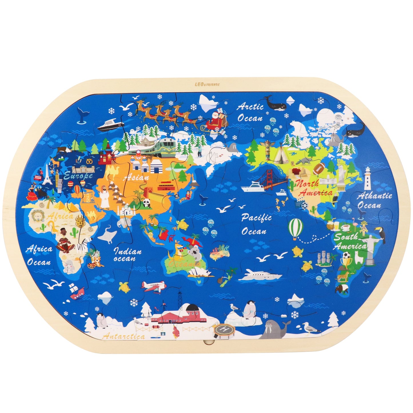 Leo & Friends World Tour Kid’s Jigsaw Puzzle – 48-Piece Wooden Educational Puzzle for Kids 3–6