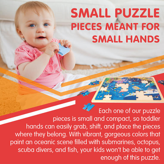 Leo & Friends 48-Piece Wooden Underwater Puzzle – Educational Ocean Scene 3-6