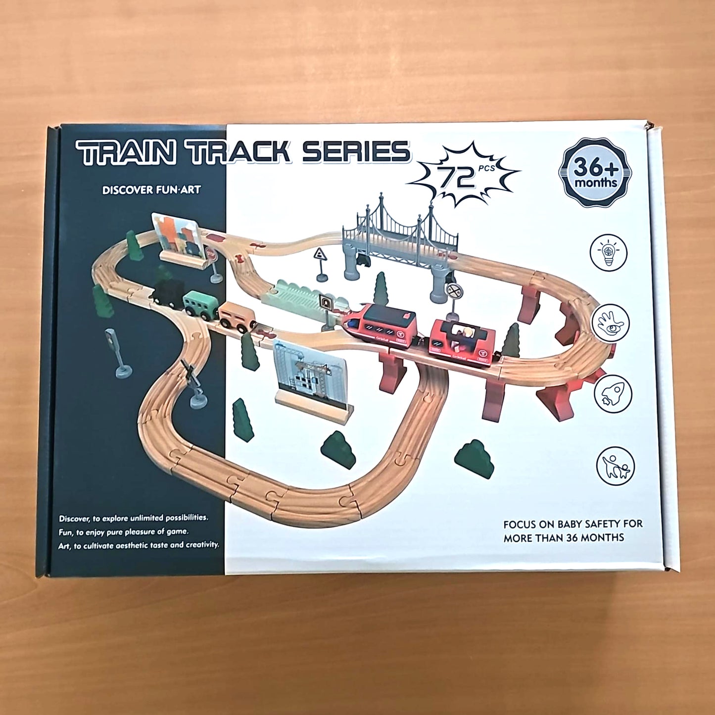 Wooden Construction Train Track Puzzle - 72 Pieces