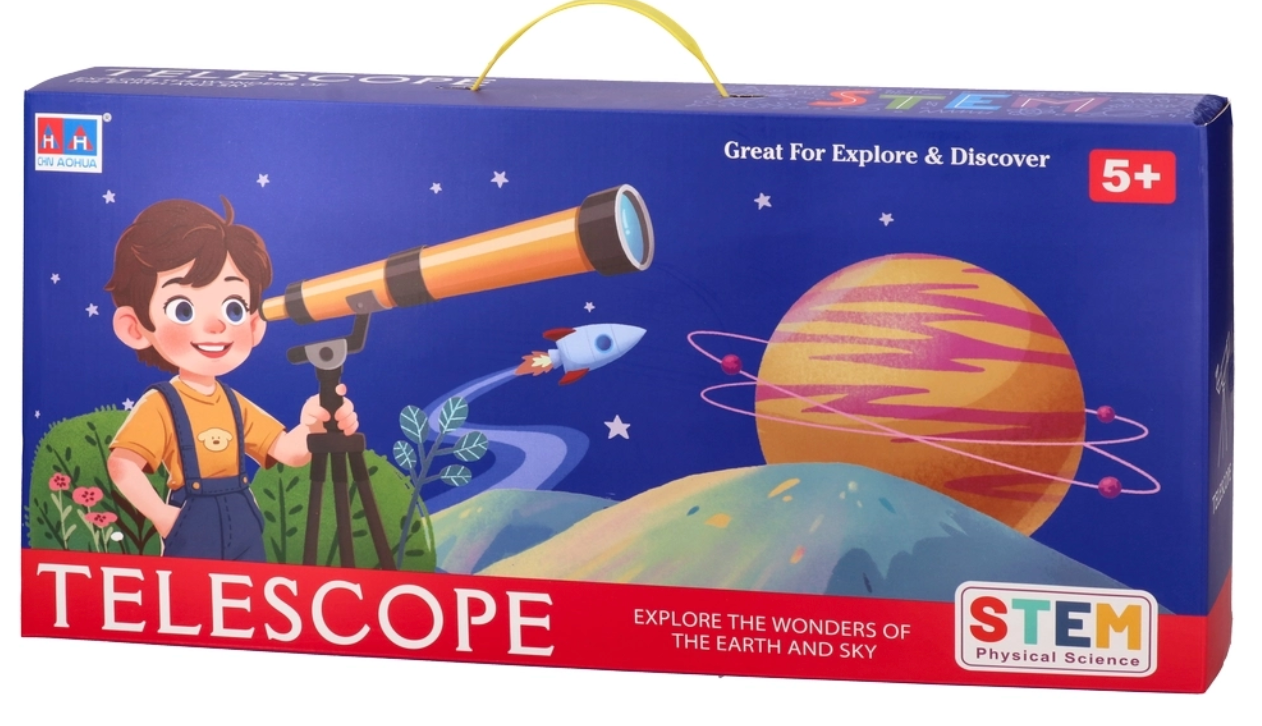 Kids’ Astronomy Telescope – 80x Magnification with 3 Optical Lenses – Ages 6+ – Blue
