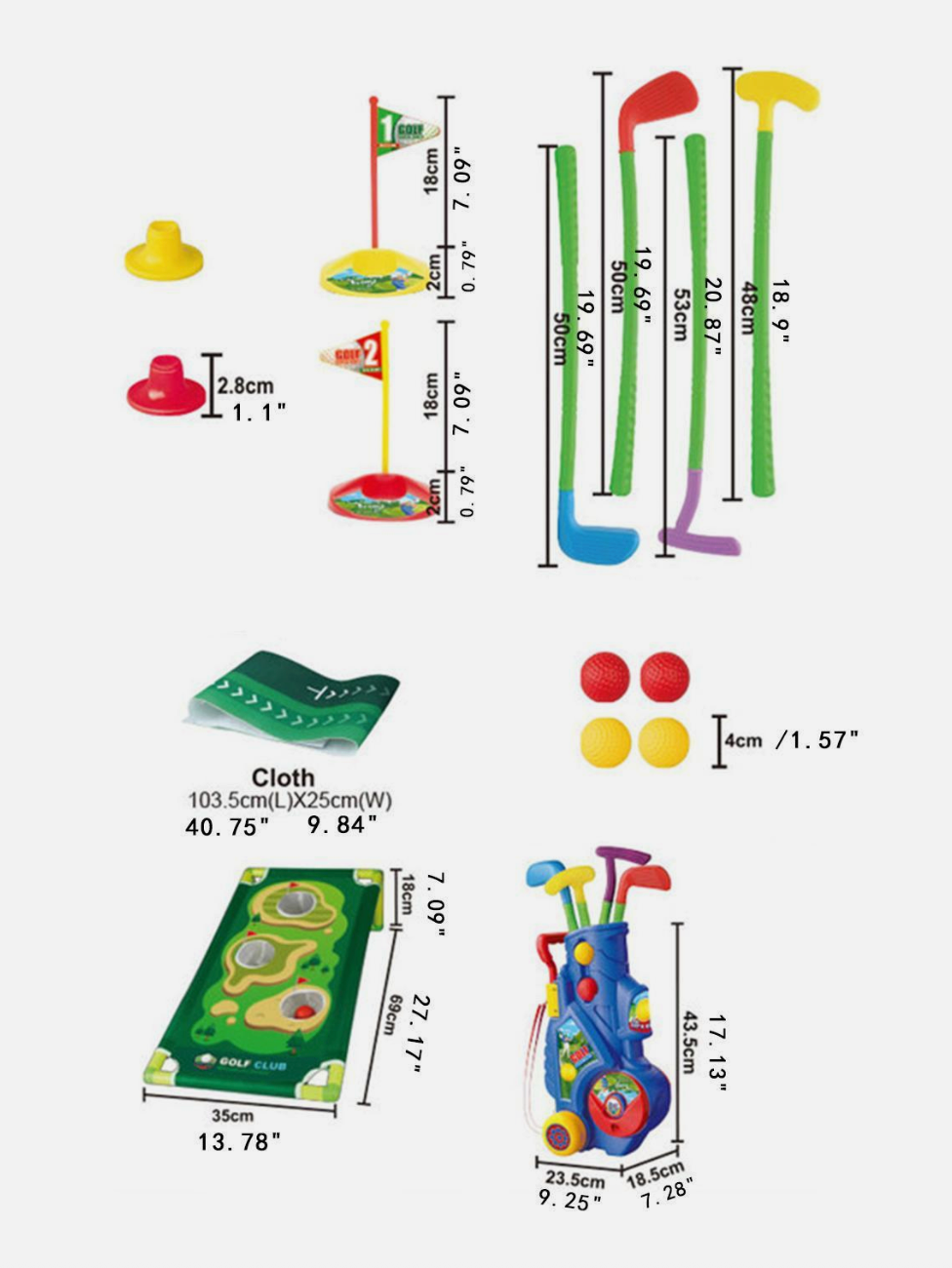 Toddlers Golf Set – Kids Golf Clubs, Putting Mat & Educational Indoor/Outdoor Golf Game