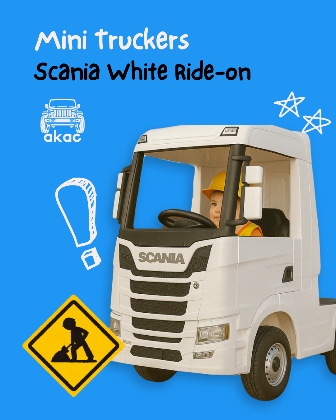Official Scania 24V White Ride-On Truck & Trailer
