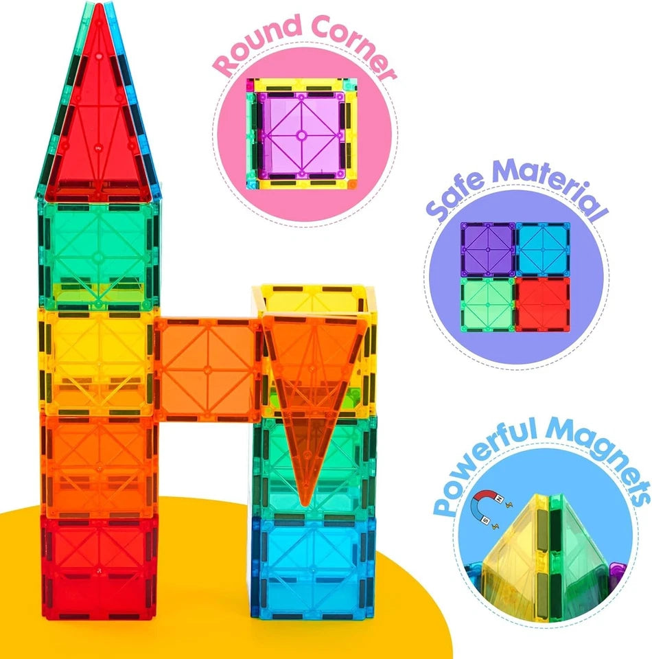 Leo & Friends Magnetic Tiles Puzzle – 100 PCS Building Set 3+
