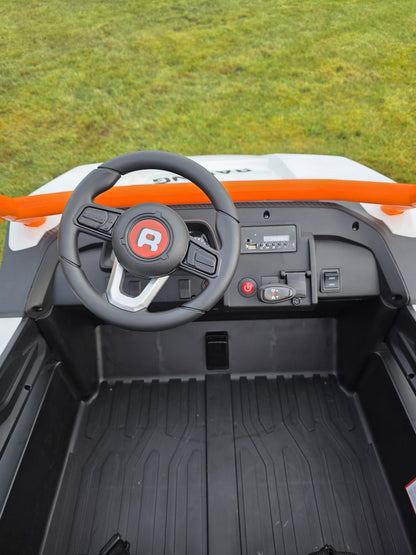Extreme Two Seat 24V UTV Ride On Toy | White/Orange