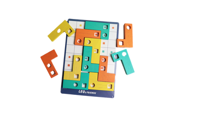 Leo & Friends Wooden L-Shaped Geometric Matching Game – 30 Challenge Cards, Magnetic Puzzle for Kids 3+
