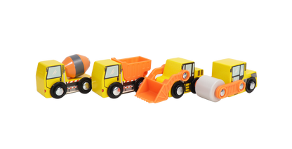 Leo & Friends Wooden Construction Vehicles – 4 Piece Set for Creative Play 3+