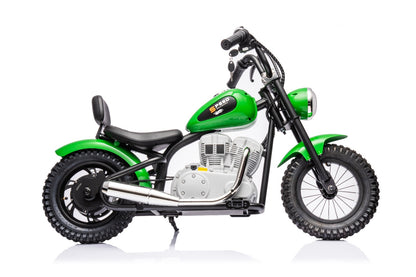 Xmas Club - 36V Electric Motor Cycle Ride On with Twist Throttle | Green - Age 7+
