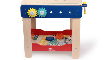 Leo & Friends Master Workbench – Adjustable Wooden Tool Bench with Play Tools for Kids 3+