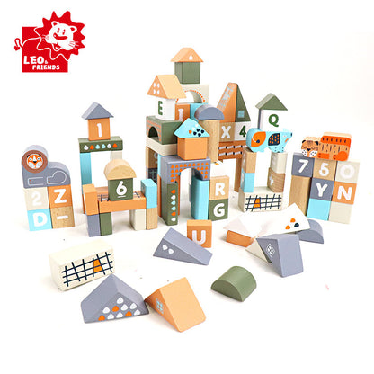 Leo & Friends Wooden Count & Spell Blocks – 101-Piece Set