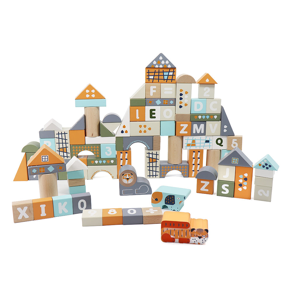 Leo & Friends Wooden Count & Spell Blocks – 101-Piece Set