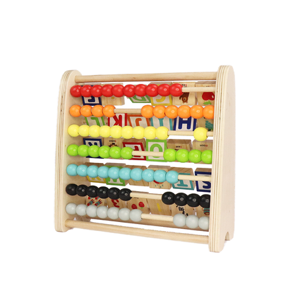 Leo & Friends Wooden Double-Sided Alphabet Abacus – 9-Piece Montessori Toy
