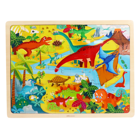 Leo & Friends Dinosaur World Wooden Puzzle – 48-Piece Educational Set for Kids 3+