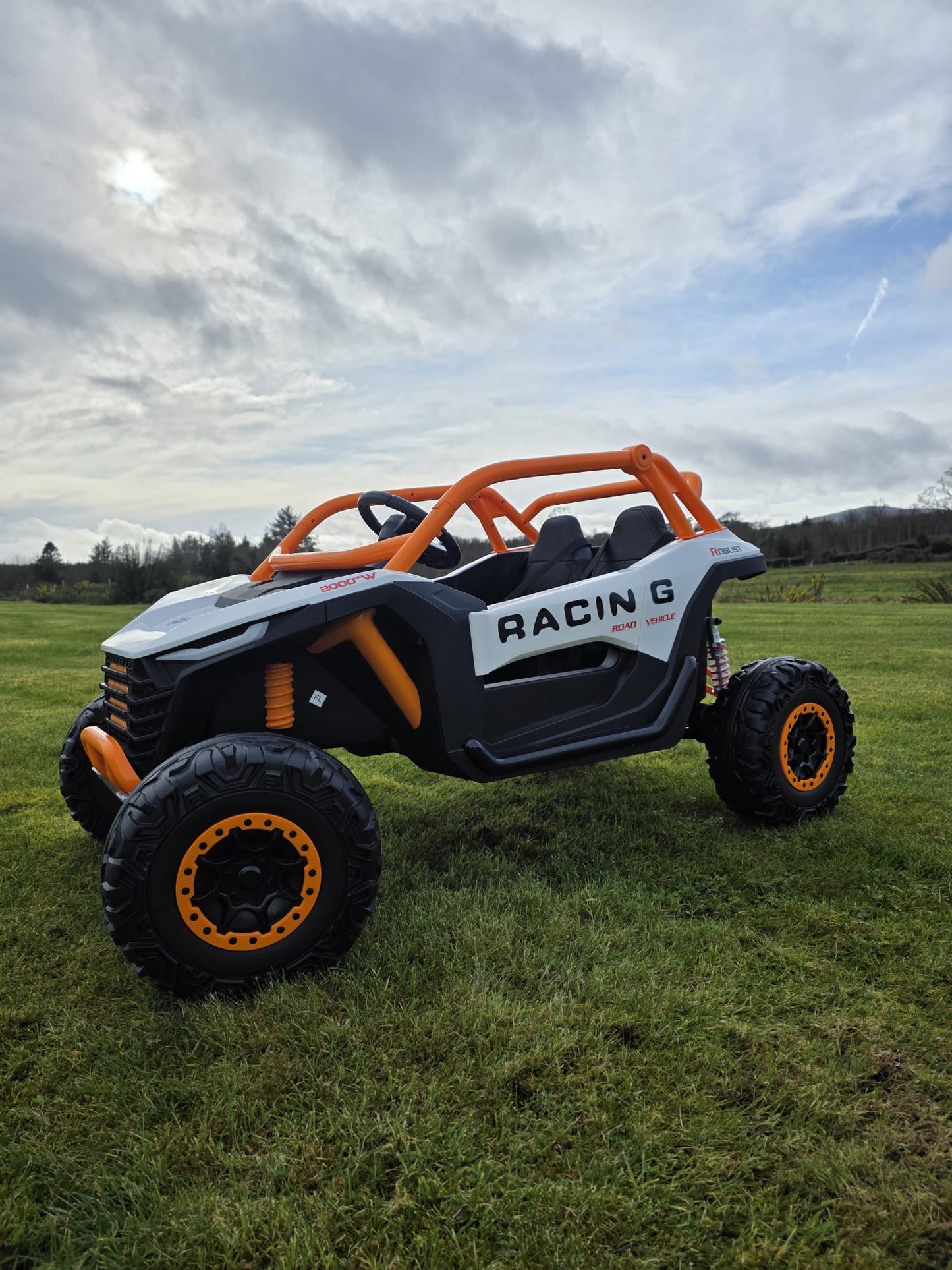Extreme Two Seat 24V UTV Ride On Toy | White/Orange
