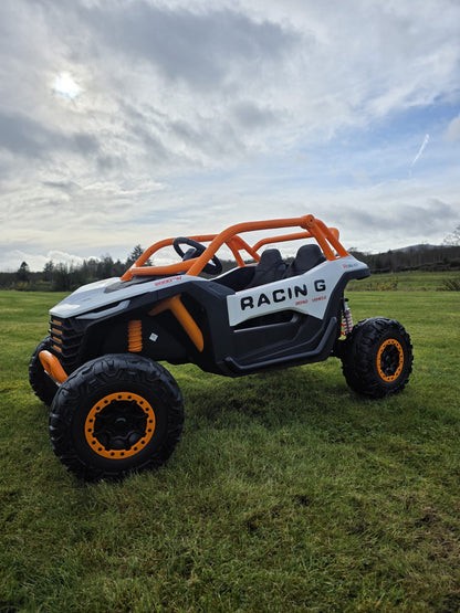 Extreme Two Seat 24V UTV Ride On Toy | White/Orange