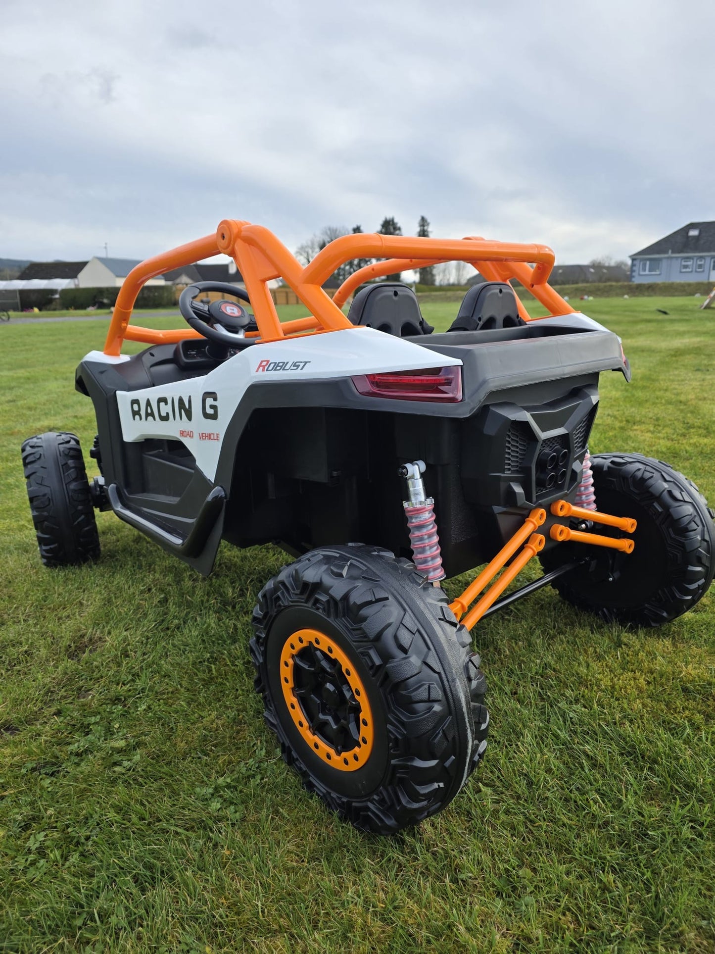 Extreme Two Seat 24V UTV Ride On Toy | White/Orange