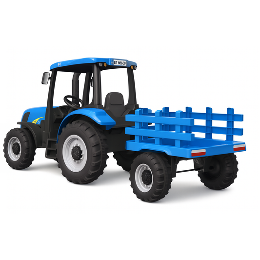 Exclusive 24V Electric Blue Tractor and Trailer (Trailer Included)