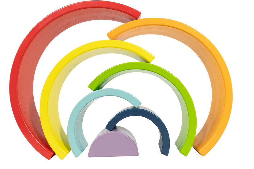 Leo & Friends Wooden Rainbow Stacking Blocks – 8 Piece Set 12M+