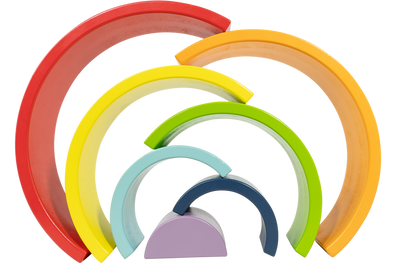 Leo & Friends Wooden Rainbow Stacking Blocks – 8 Piece Set 12M+