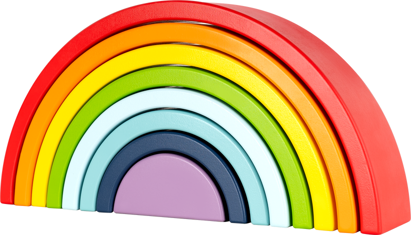 Leo & Friends Wooden Rainbow Stacking Blocks – 8 Piece Set 12M+