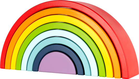 Leo & Friends Wooden Rainbow Stacking Blocks – 8 Piece Set 12M+