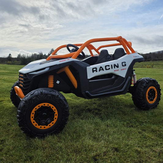 Extreme Two Seat 24V UTV Ride On Toy | White/Orange