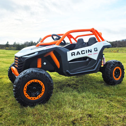 Extreme Two Seat 24V UTV Ride On Toy | White/Orange