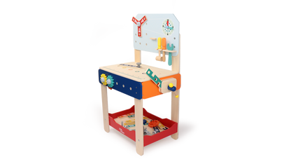 Leo & Friends Master Workbench – Adjustable Wooden Tool Bench with Play Tools for Kids 3+