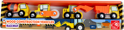 Leo & Friends Wooden Construction Vehicles – 4 Piece Set for Creative Play 3+