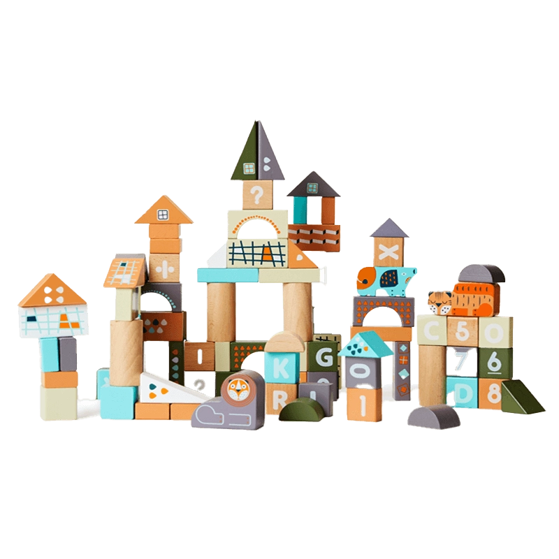 Leo & Friends Wooden Count & Spell Blocks – 101-Piece Set
