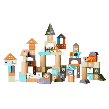 Leo & Friends Wooden Count & Spell Blocks – 101-Piece Set