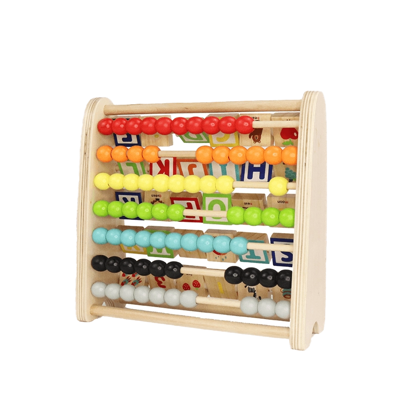 Leo & Friends Wooden Double-Sided Alphabet Abacus – 9-Piece Montessori Toy