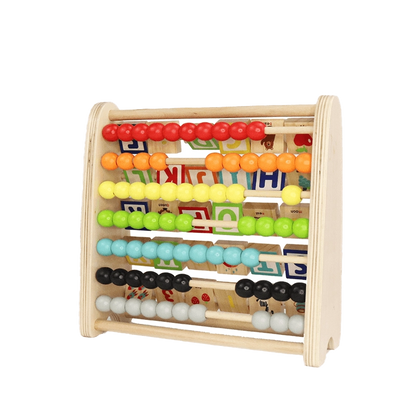 Leo & Friends Wooden Double-Sided Alphabet Abacus – 9-Piece Montessori Toy