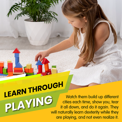 Leo & Friends Wooden City Building Block Set – 100-Piece Construction Kit