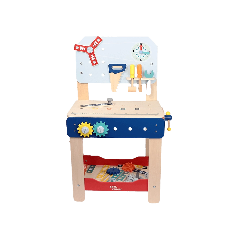 Leo & Friends Master Workbench – Adjustable Wooden Tool Bench with Play Tools for Kids 3+