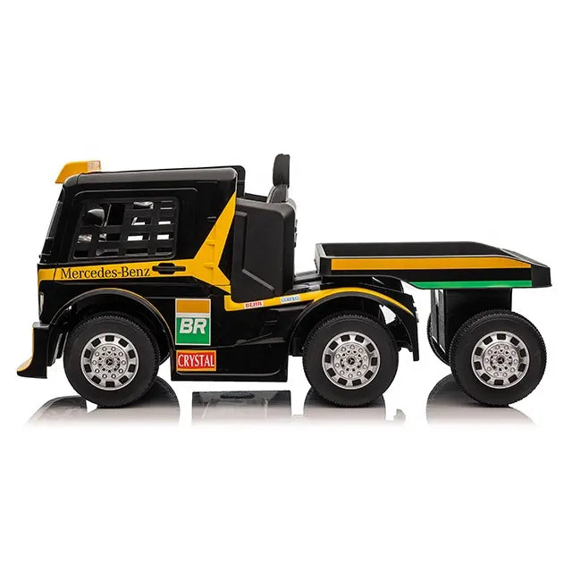 Licensed Mercedes Benz Race Lorry with Trailer in Yellow - In Stock