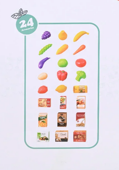 Mini Shopping Cart Toy with Fruits & Vegetables (Age 3+)