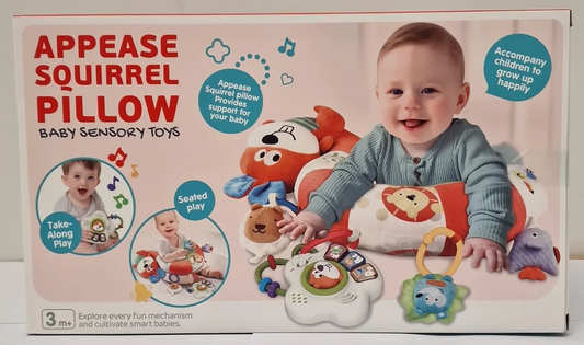 Tummy Time Appease Squirrel Pillow with Sensory Toys (Newborn+)