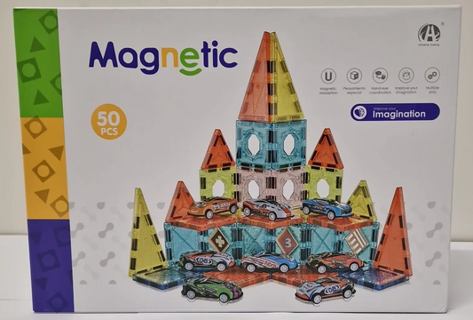 Magnetic Parking Construction Set with Cars – 50 Pieces – Age 3+