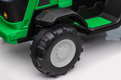 Kids Ride On Electric Tractor and Trailer in Green | 12V