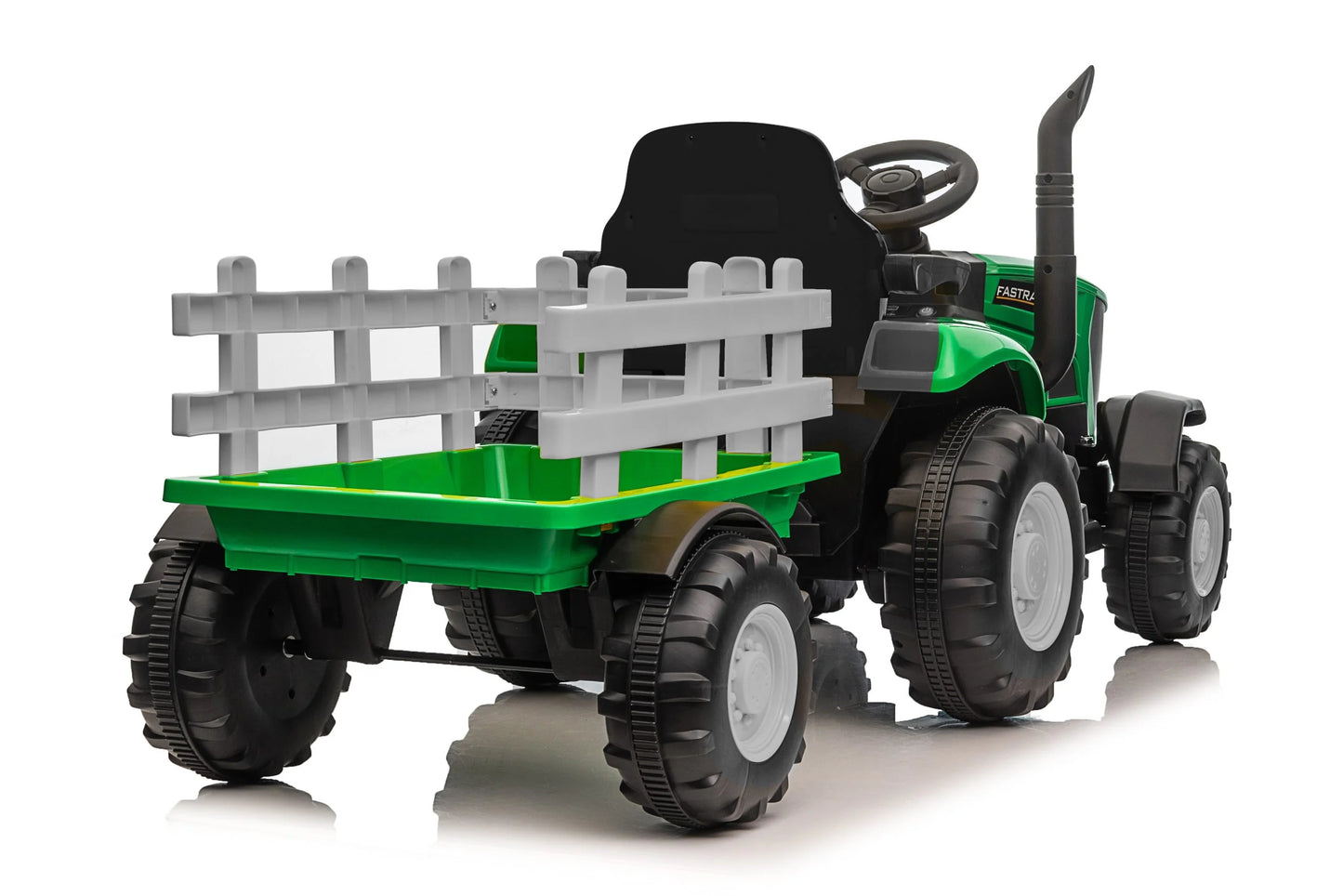 Kids Ride On Electric Tractor and Trailer in Green | 12V