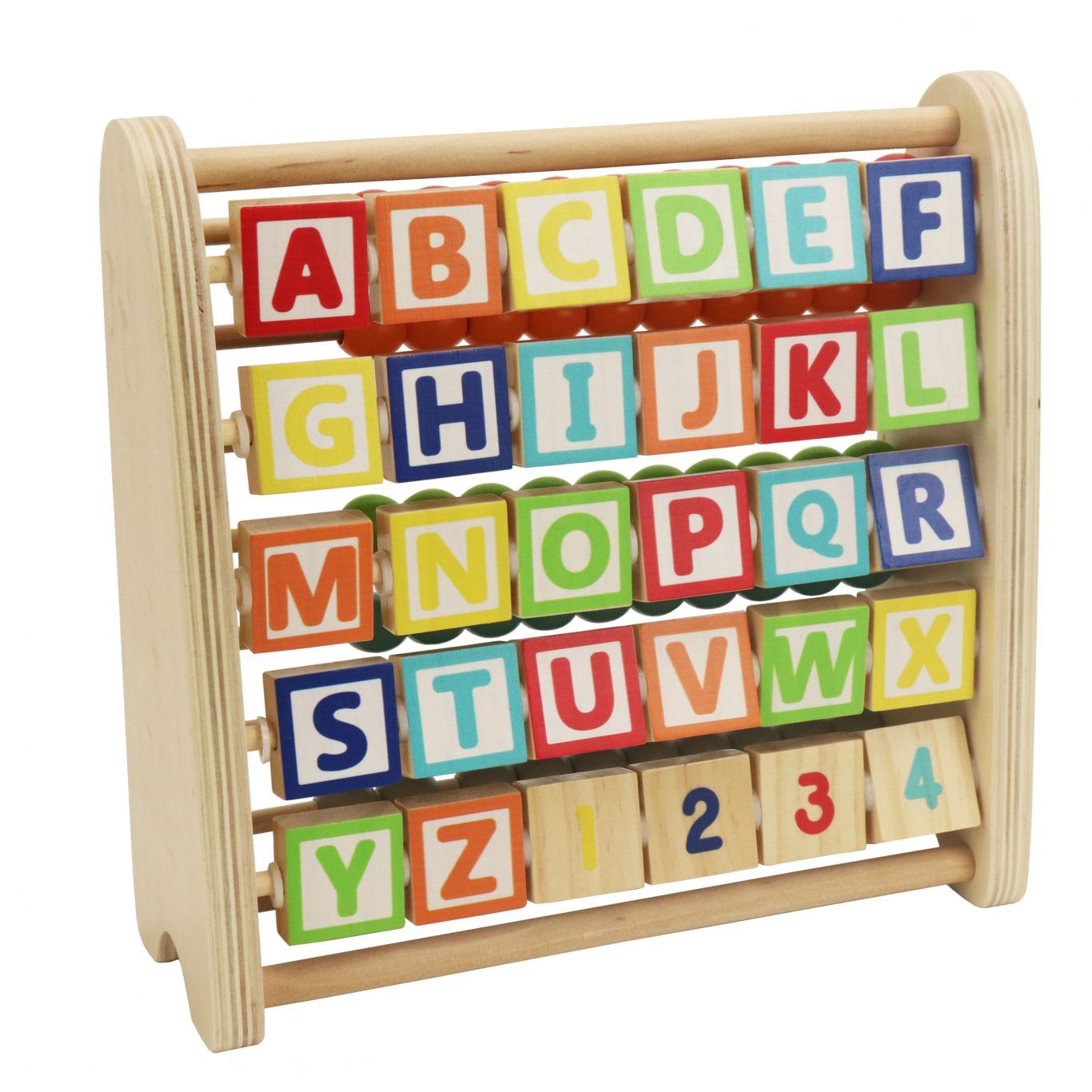 Leo & Friends Wooden Double-Sided Alphabet Abacus – 9-Piece Montessori Toy
