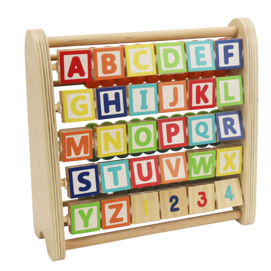 Leo & Friends Wooden Double-Sided Alphabet Abacus – 9-Piece Montessori Toy