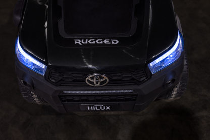 Licensed Toyota Hilux in Black RuggedX Two Seat Ride On Jeep