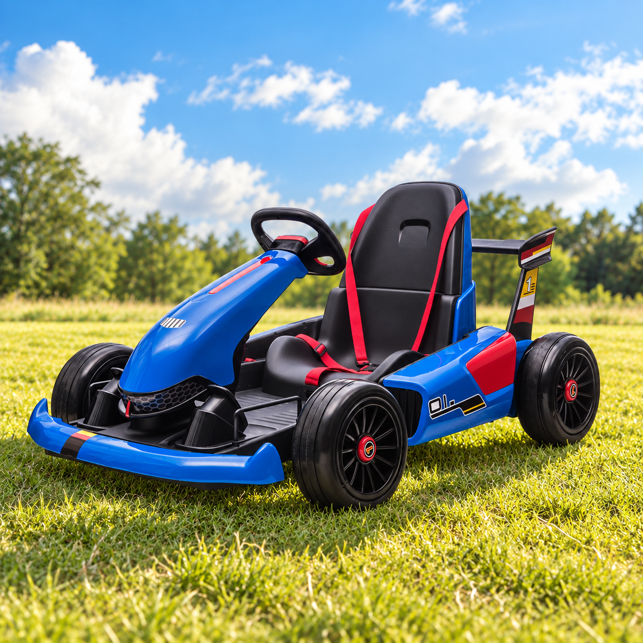 24V Childrens Ride-on Electric Go-Kart in Blue