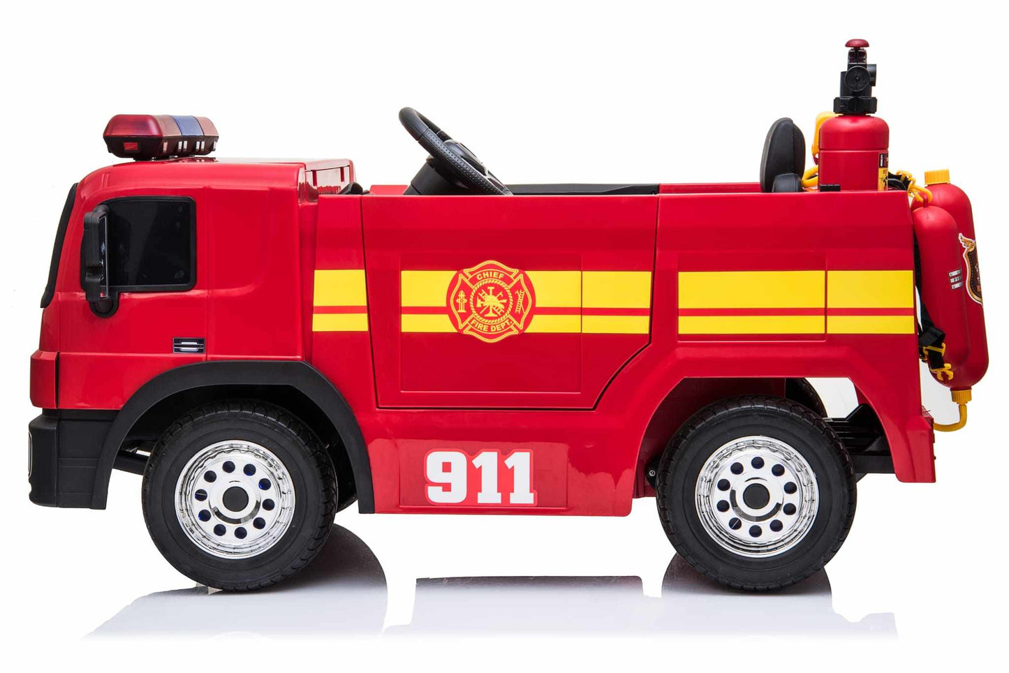 Kids’ 12V Electric Red Fire Engine Ride-On – Water Gun - In Stock