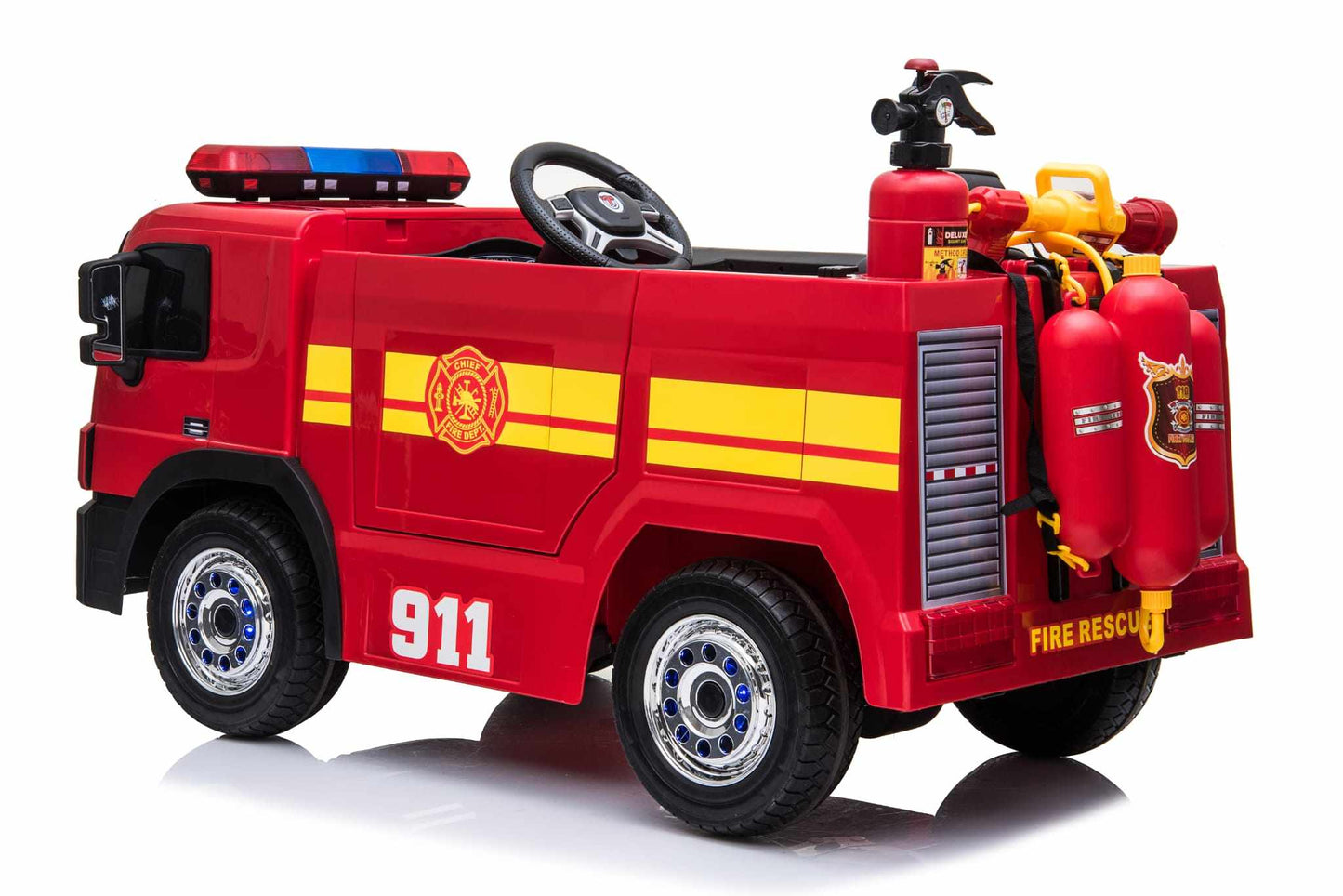 Kids’ 12V Electric Red Fire Engine Ride-On – Water Gun - In Stock