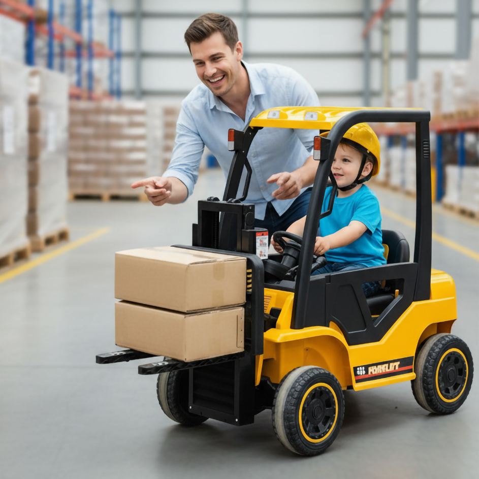 Kids’ 12V Electric Forklift Ride-On – MP3, USB, Pallet & Parental Control